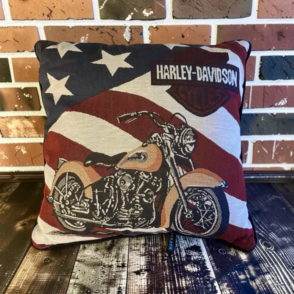 HARLEY-DAVIDSON Motorcycle Co. Throw Pillow Flag 16 X 16 Needlepoint by Dakota